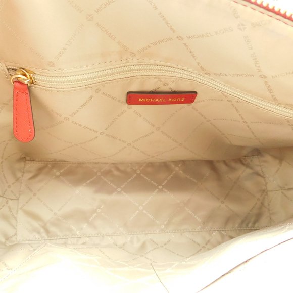 MICHAEL KORS MK Logo Dark Red Saffiano Leather Satchel Tote Shopper Shoulder Bag - Picture 6 of 10